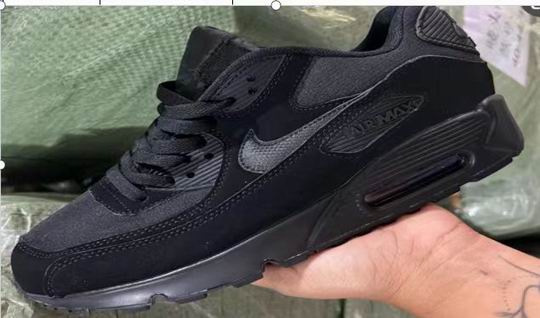 Cheap Nike Air Max 90 All Black Men's Women's Shoes-122 - Click Image to Close